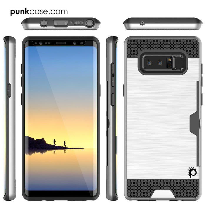 Galaxy Note 8 Case, PUNKcase [SLOT Series] Slim Fit  Samsung Note 8 [Silver] (Color in image: White)