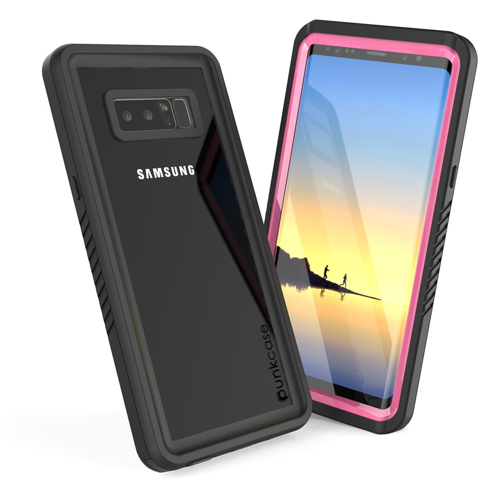 Galaxy Note 8 Waterproof Case, Punkcase [Extreme Series] [Slim Fit] [IP68 Certified] [Shockproof] [Snowproof] [Dirproof] Armor Cover W/ Built In Screen Protector for Samsung Galaxy Note 8 [Pink] (Color in image: Clear)