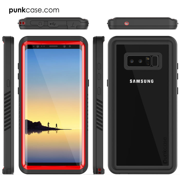 Galaxy Note 8 Case, Punkcase [Extreme Series] [Slim Fit] [IP68 Certified] [Shockproof] Armor Cover W/ Built In Screen Protector [Red] (Color in image: White)