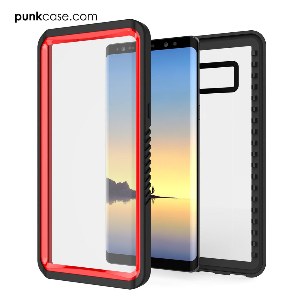 Galaxy Note 8 Case, Punkcase [Extreme Series] [Slim Fit] [IP68 Certified] [Shockproof] Armor Cover W/ Built In Screen Protector [Red] (Color in image: Black)