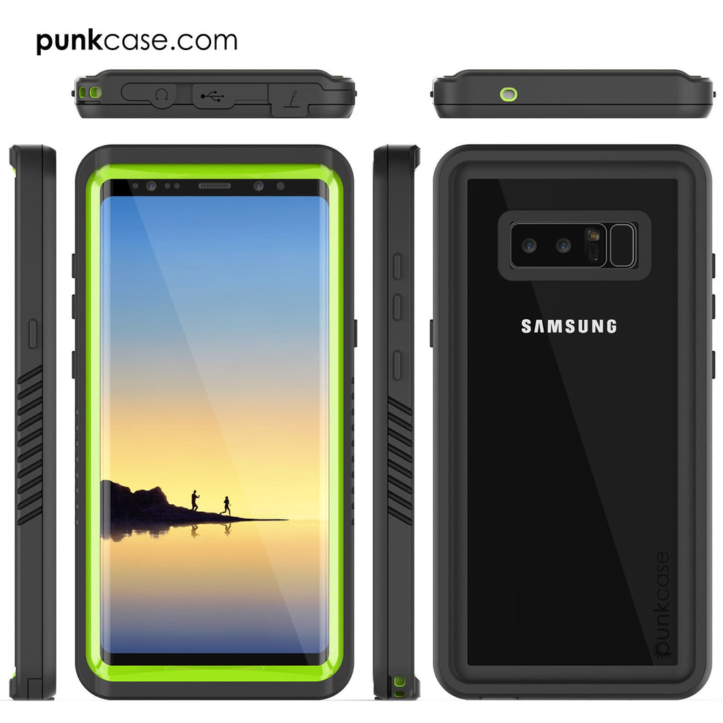 Galaxy Note 8 Case, Punkcase [Extreme Series] [Slim Fit] [IP68 Certified] [Shockproof] Armor Cover W/ Built In Screen Protector [Light Green] (Color in image: Light Blue)