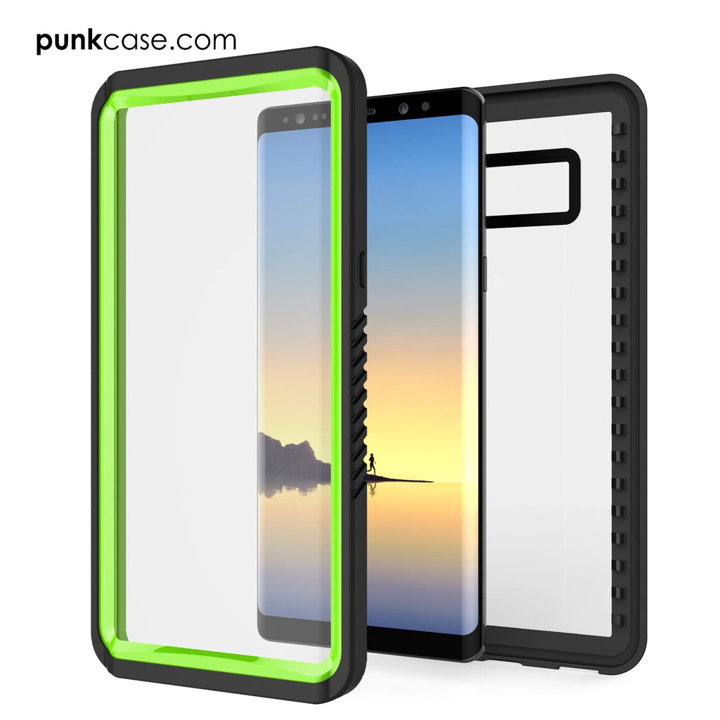 Galaxy Note 8 Case, Punkcase [Extreme Series] [Slim Fit] [IP68 Certified] [Shockproof] Armor Cover W/ Built In Screen Protector [Light Green] (Color in image: White)