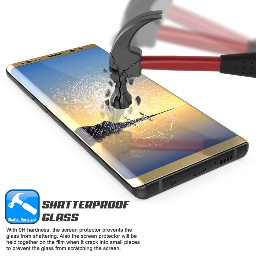 Galaxy Note 8  Gold Punkcase Glass SHIELD Tempered Glass Screen Protector 0.33mm Thick 9H Glass (Color in image: Clear)