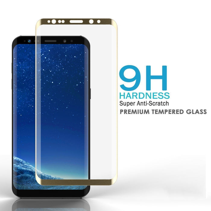 Galaxy S10e Gold Punkcase Glass SHIELD Tempered Glass Screen Protector 0.33mm Thick 9H Glass (Color in image: Black)