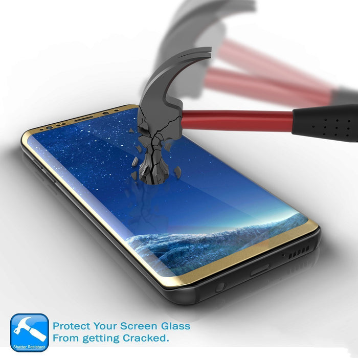 Galaxy S10  Gold Punkcase Glass SHIELD Tempered Glass Screen Protector 0.33mm Thick 9H Glass (Color in image: Clear)