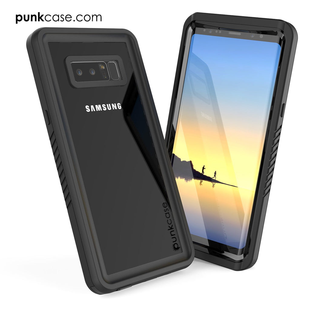 Galaxy Note 8 Case, Punkcase [Extreme Series] [Slim Fit] [IP68 Certified] [Shockproof] Armor Cover W/ Built In Screen Protector [Black] (Color in image: Clear)