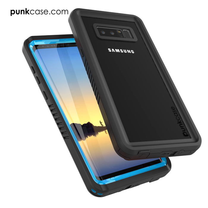 Galaxy Note 8 Case, Punkcase [Extreme Series] [Slim Fit] [IP68 Certified] [Shockproof] Armor Cover W/ Built In Screen Protector [Light Blue] (Color in image: Red)
