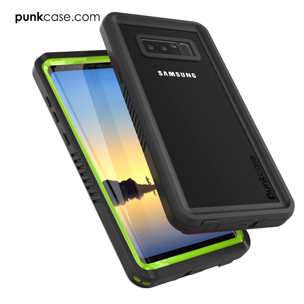 Galaxy Note 8 Case, Punkcase [Extreme Series] [Slim Fit] [IP68 Certified] [Shockproof] Armor Cover W/ Built In Screen Protector [Light Green] (Color in image: Red)
