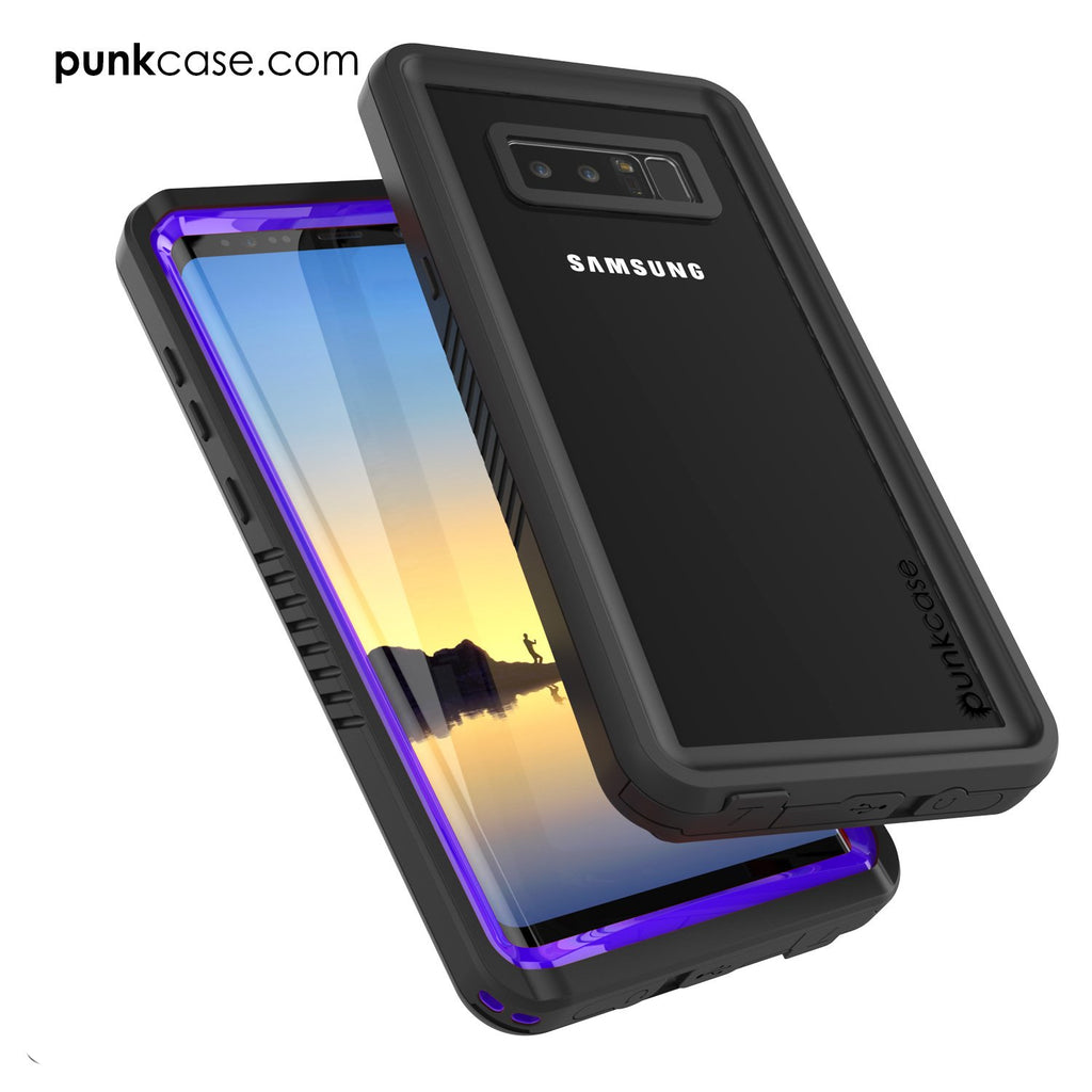 Galaxy Note 8 Case, Punkcase [Extreme Series] [Slim Fit] [IP68 Certified] [Shockproof] Armor Cover W/ Built In Screen Protector [Purple] (Color in image: Clear)
