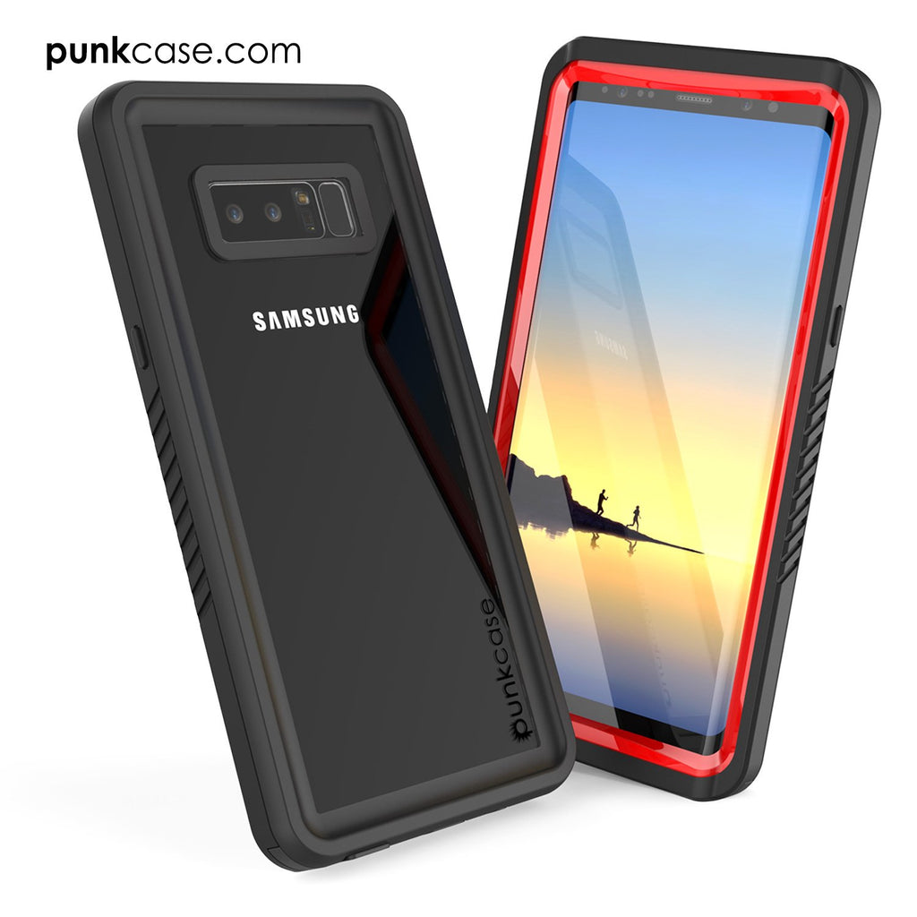 Galaxy Note 8 Case, Punkcase [Extreme Series] [Slim Fit] [IP68 Certified] [Shockproof] Armor Cover W/ Built In Screen Protector [Red] (Color in image: Pink)