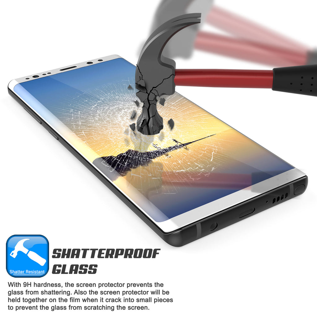 Galaxy Note 8  White Punkcase Glass SHIELD Tempered Glass Screen Protector 0.33mm Thick 9H Glass (Color in image: Clear)