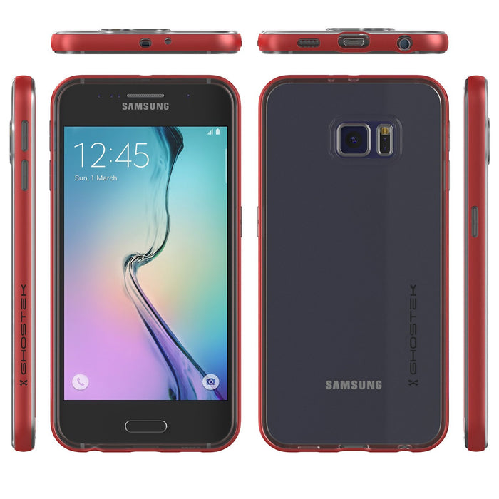 Galaxy S6 Case, Ghostek Cloak Series Red  Slim Premium Protective Hybrid Impact Glass Armor (Color in image: silver)