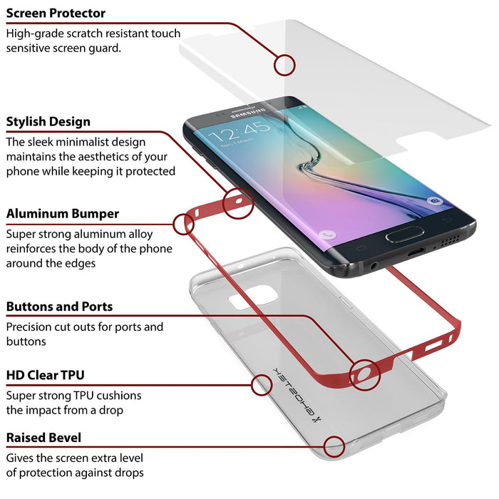 Galaxy S6 Edge+ Plus Case, Ghostek Red Cloak Series Slim Hybrid Impact Armor | Lifetime Warranty (Color in image: silver)