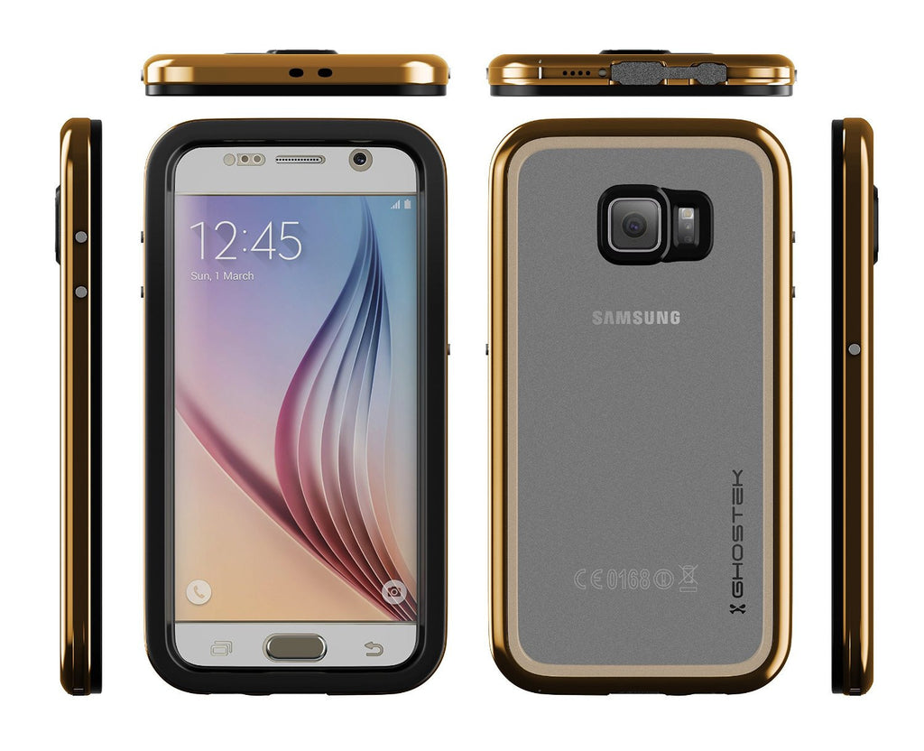 Galaxy S6 Waterproof Case, Ghostek Atomic 2.0 Gold  Water/Shock/Dirt/Snow Proof | Lifetime Warranty (Color in image: Black)