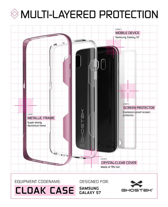 Galaxy S7 Case, Ghostek Cloak Series Pink  Slim Premium Protective Hybrid Impact Glass Armor (Color in image: black)