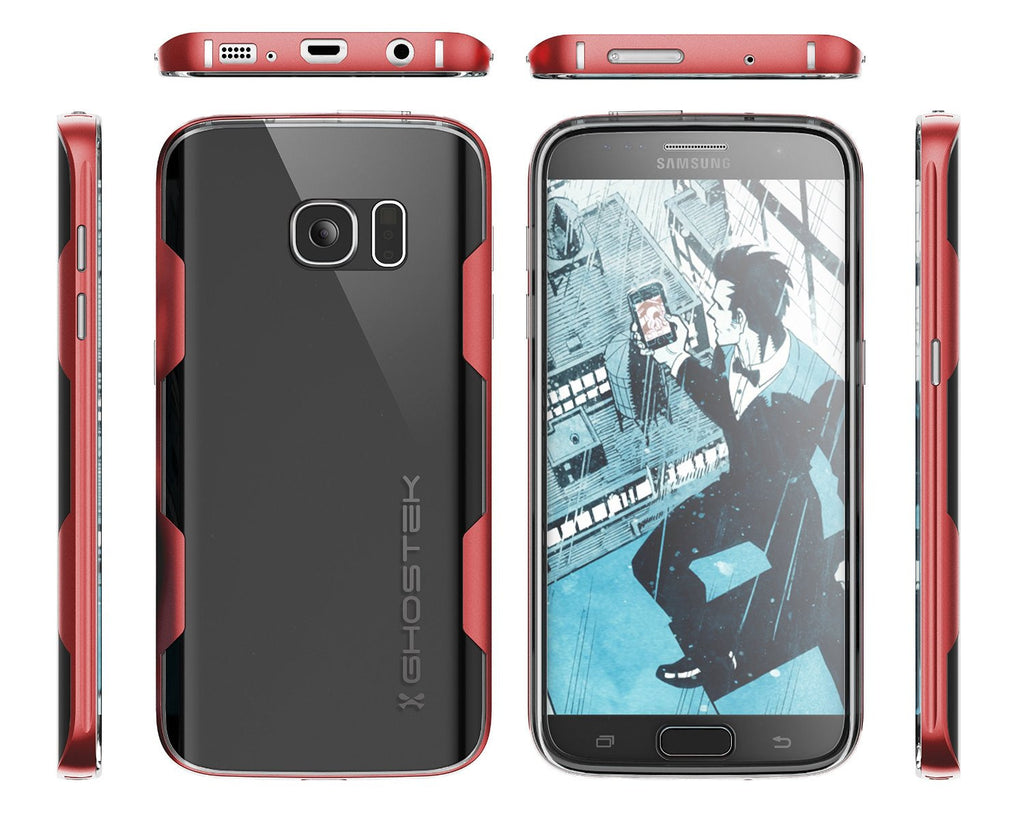 Galaxy S7 Case, Ghostek Cloak Series Red  Slim Premium Protective Hybrid Impact Glass Armor (Color in image: black)