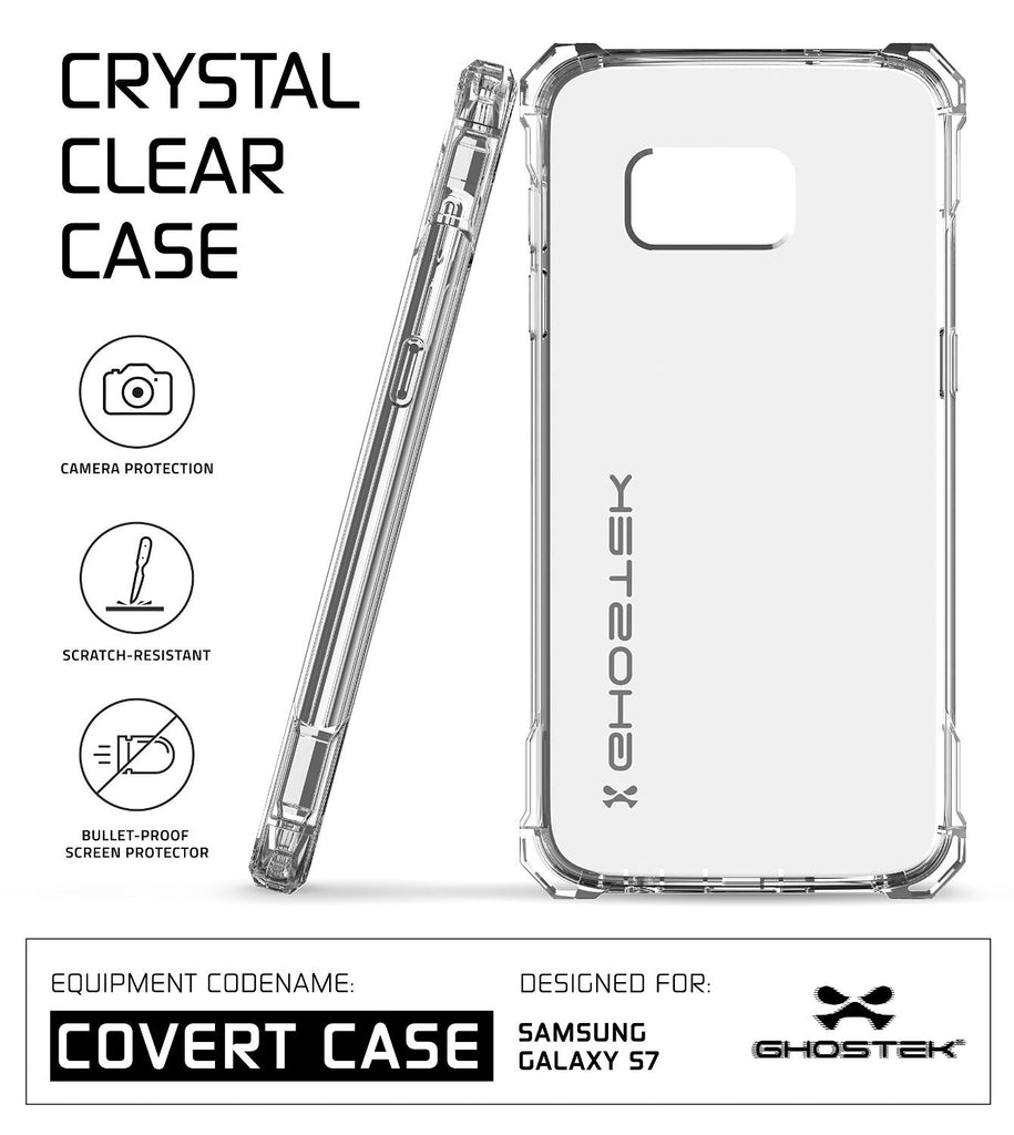Galaxy S7 Case, Ghostek® Covert Clear Series w/ Premium Impact Cover Screen Protector | Warranty (Color in image: Black)