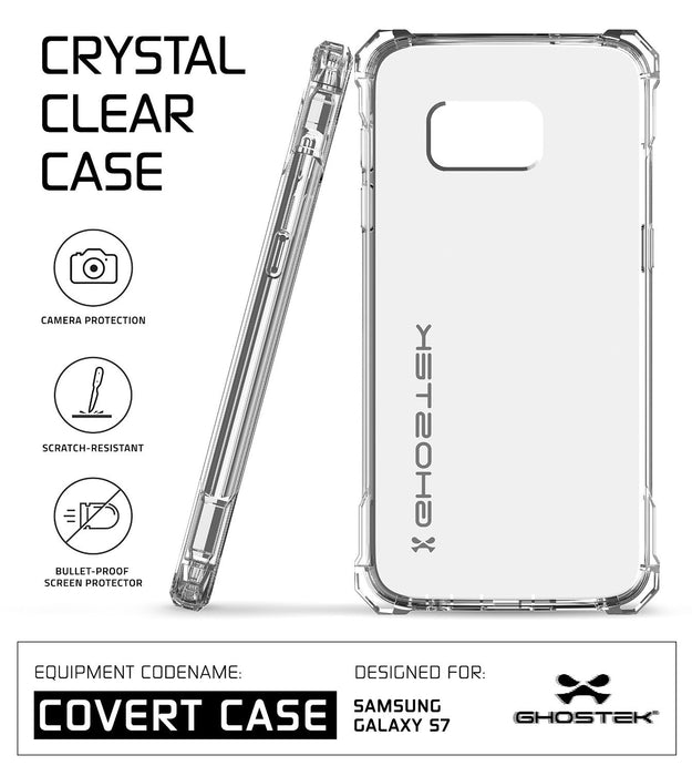 Galaxy S7 Case, Ghostek® Covert Clear Series w/ Premium Impact Cover Screen Protector | Warranty (Color in image: Black)