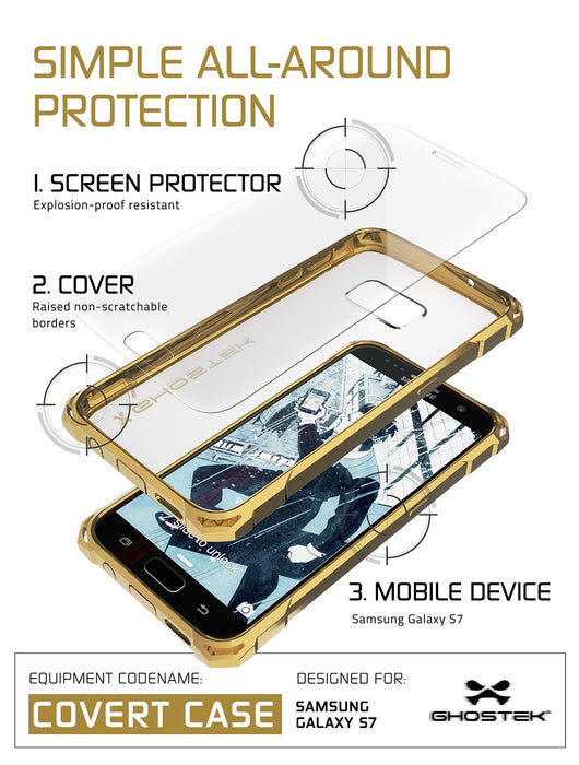 Galaxy S7 Case, Ghostek® Covert Gold Series Premium Impact Cover | Lifetime Warranty Exchange (Color in image: Clear)