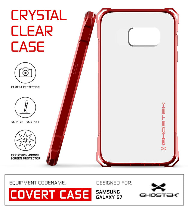 Galaxy S7 Case, Ghostek® Covert Red Series Premium Impact Cover | Lifetime Warranty Exchange (Color in image: Pink)