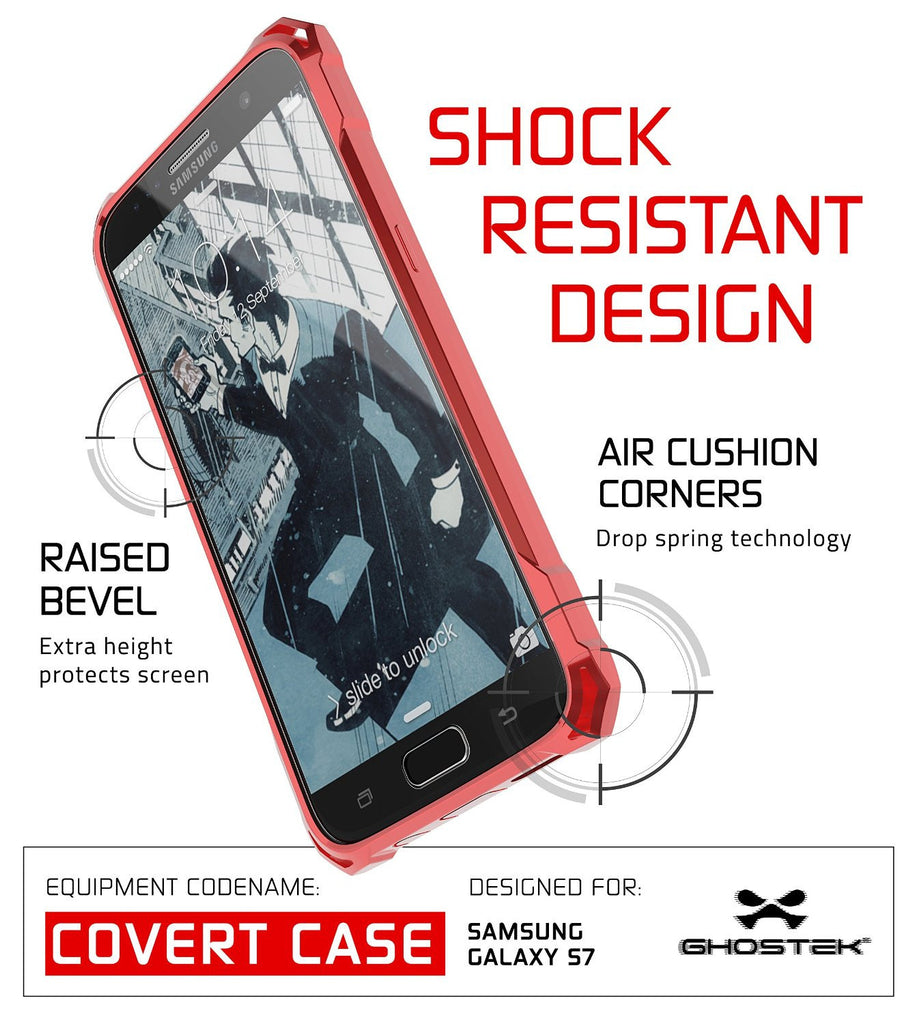 Galaxy S7 Case, Ghostek® Covert Red Series Premium Impact Cover | Lifetime Warranty Exchange (Color in image: Clear)