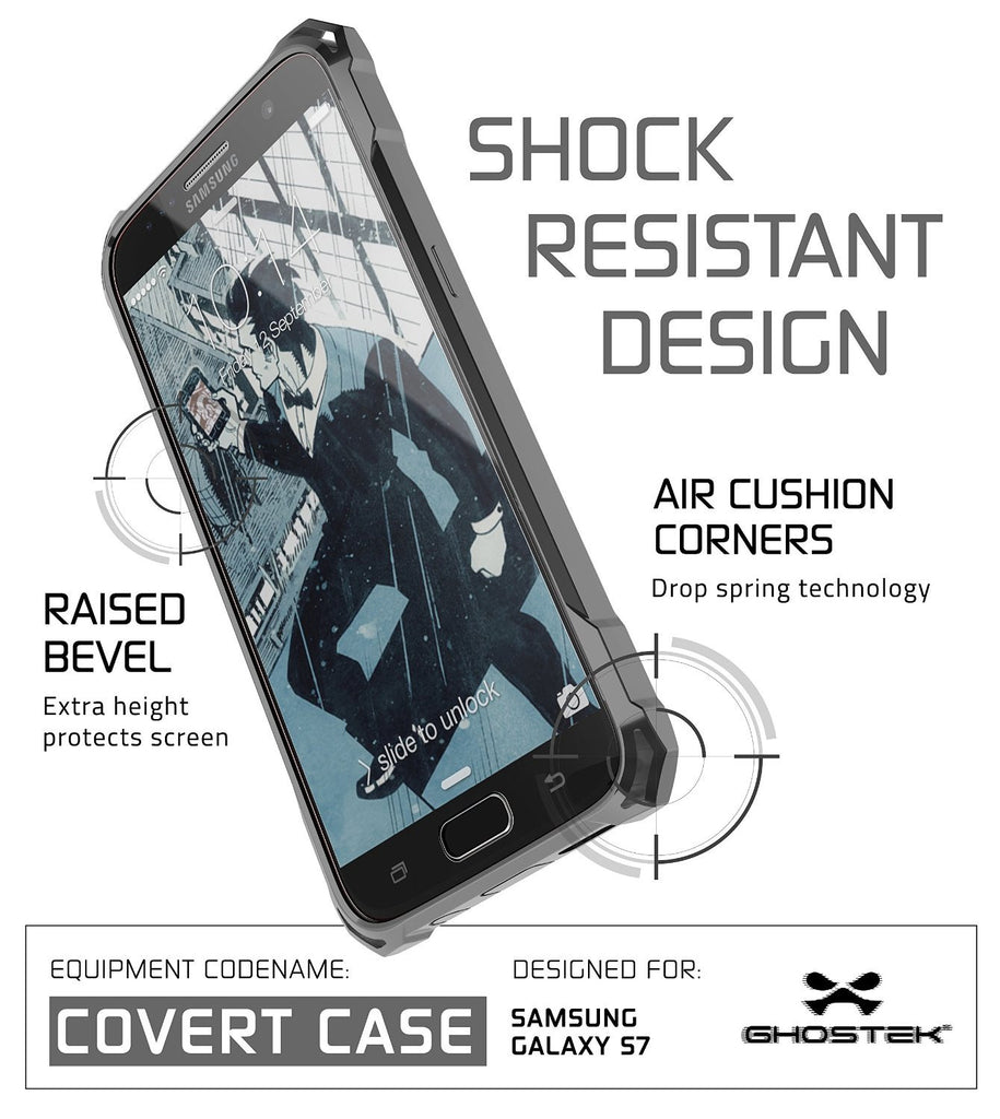 Galaxy S7 Case, Ghostek® Covert Dark Grey Series Premium Impact Cover | Lifetime Warranty Exchange (Color in image: Red)