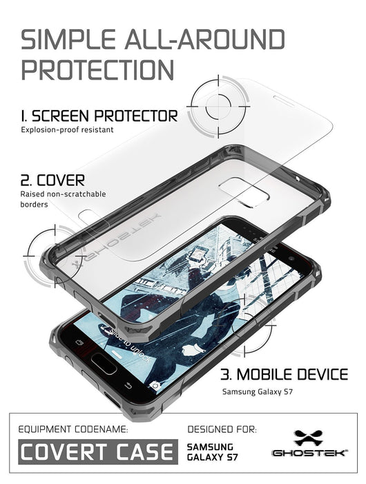 Galaxy S7 Case, Ghostek® Covert Dark Grey Series Premium Impact Cover | Lifetime Warranty Exchange (Color in image: Pink)