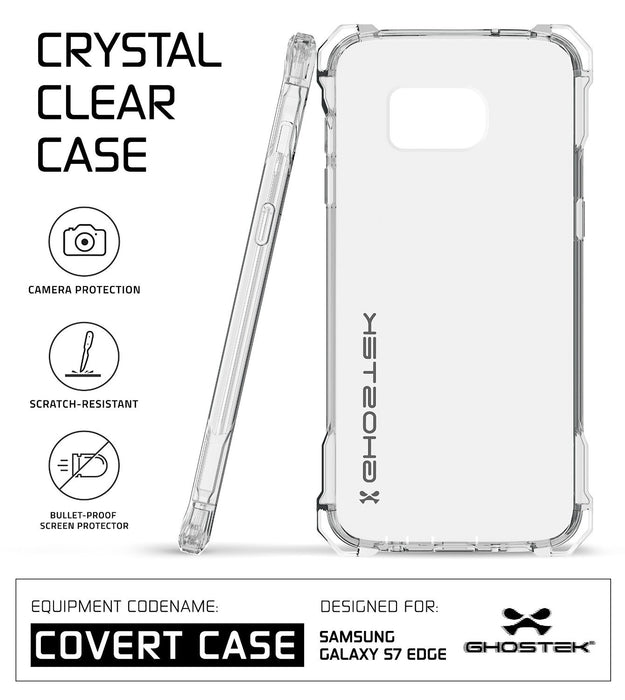 S7 Edge Case, Ghostek® Covert Clear Premium Impact Cover w/ Screen Protector | Lifetime Warranty (Color in image: space gray)