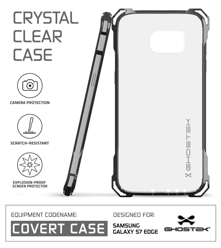 S7 Edge Case, Ghostek® Covert Dark Grey  Premium Impact Cover w/Screen Protector | Warranty (Color in image: gold)