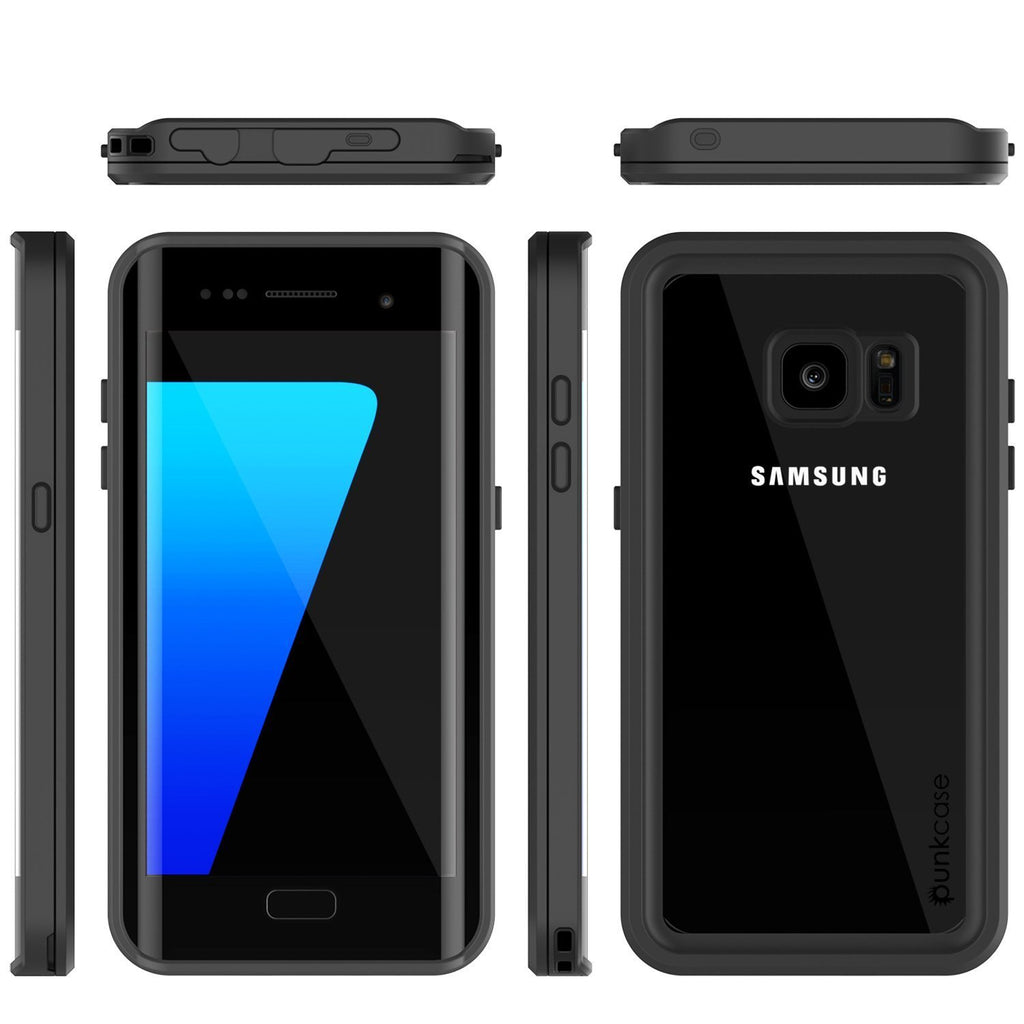 Galaxy S7 Edge Waterproof Case, Punkcase [Extreme Series] [Slim Fit] [IP68 Certified] [Shockproof] [Snowproof] [Dirproof] Armor Cover [BLACK] 
