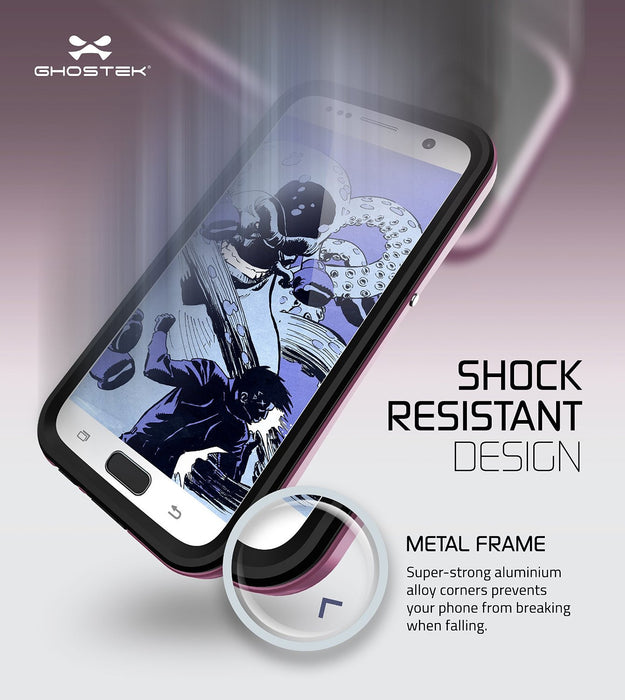 Galaxy S7 Waterproof Case, Ghostek® Atomic 2.0 Pink Water/Shock/Dirt/Snow Proof | Lifetime Warranty (Color in image: Silver)