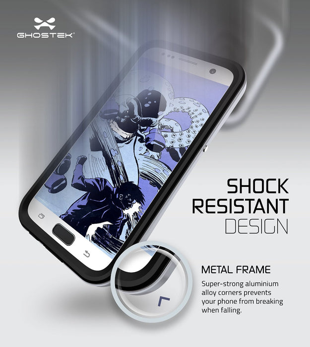 Galaxy S7 Waterproof Case, Ghostek Atomic 2.0 Silver Water/Shock/Dirt/Snow Proof | Lifetime Warranty (Color in image: Black)