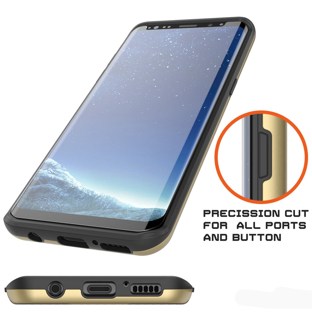 Galaxy S8 Plus Case, PUNKcase [SLOT Series] [Slim Fit] Dual-Layer Armor Cover w/Integrated Anti-Shock System, Credit Card Slot [Gold] (Color in image: Grey)