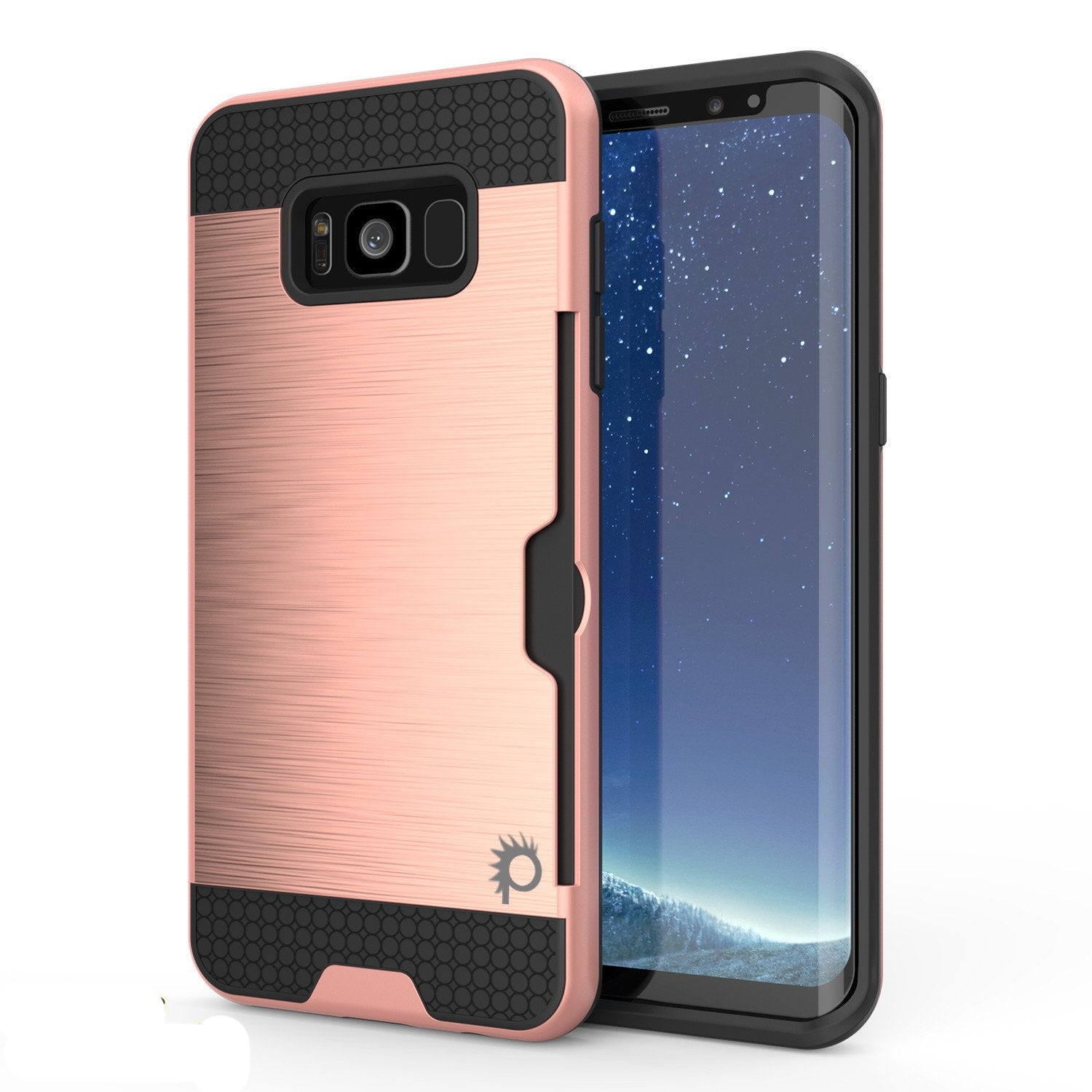Galaxy S8 Case, PUNKcase [SLOT Series] [Slim Fit] Dual-Layer Armor Cover w/Integrated Anti-Shock System, Credit Card Slot [Rose Gold] (Color in image: Rose)