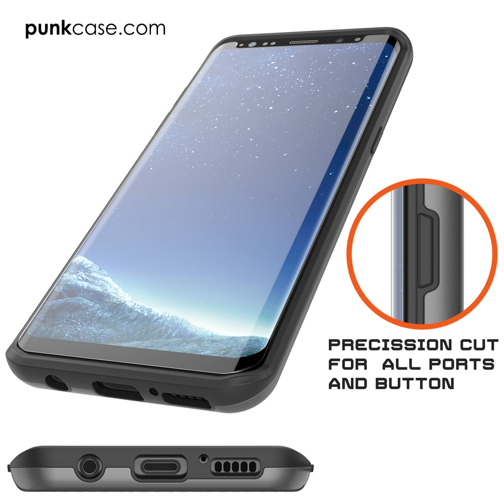 Galaxy S8 Case, PUNKcase [SLOT Series] [Slim Fit] Dual-Layer Armor Cover w/Integrated Anti-Shock System, Credit Card Slot [Grey] (Color in image: Black)
