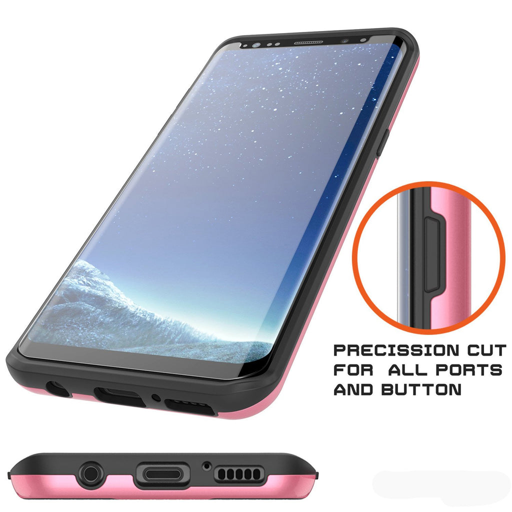 Galaxy S8 Plus Case, PUNKcase [SLOT Series] [Slim Fit] Dual-Layer Armor Cover w/Integrated Anti-Shock System, Credit Card Slot [Pink] (Color in image: Grey)