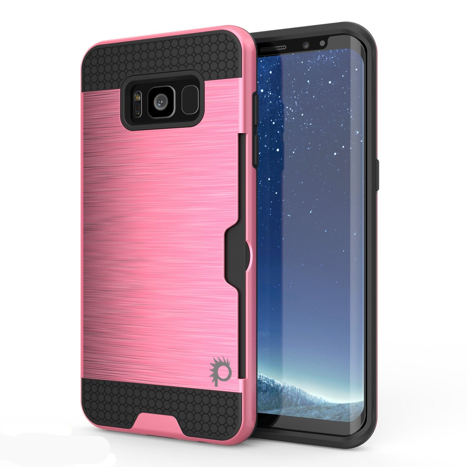 Galaxy S8 Plus Case, PUNKcase [SLOT Series] [Slim Fit] Dual-Layer Armor Cover w/Integrated Anti-Shock System, Credit Card Slot [Pink] (Color in image: Pink)