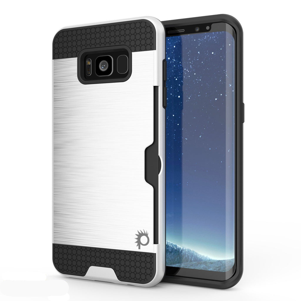 Galaxy S8 Plus Case, PUNKcase [SLOT Series] [Slim Fit] Dual-Layer Armor Cover w/Integrated Anti-Shock System, Credit Card Slot [White] (Color in image: White)