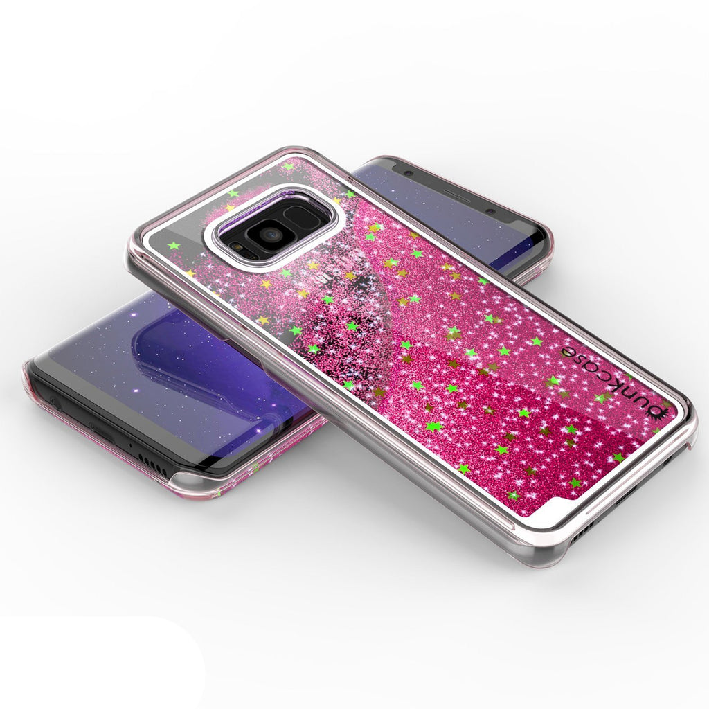Galaxy S8 Case, Punkcase [Liquid Series] Protective Dual Layer Floating Glitter Cover + PunkShield Screen Protector for Samsung S8 [Pink] (Color in image: Silver)
