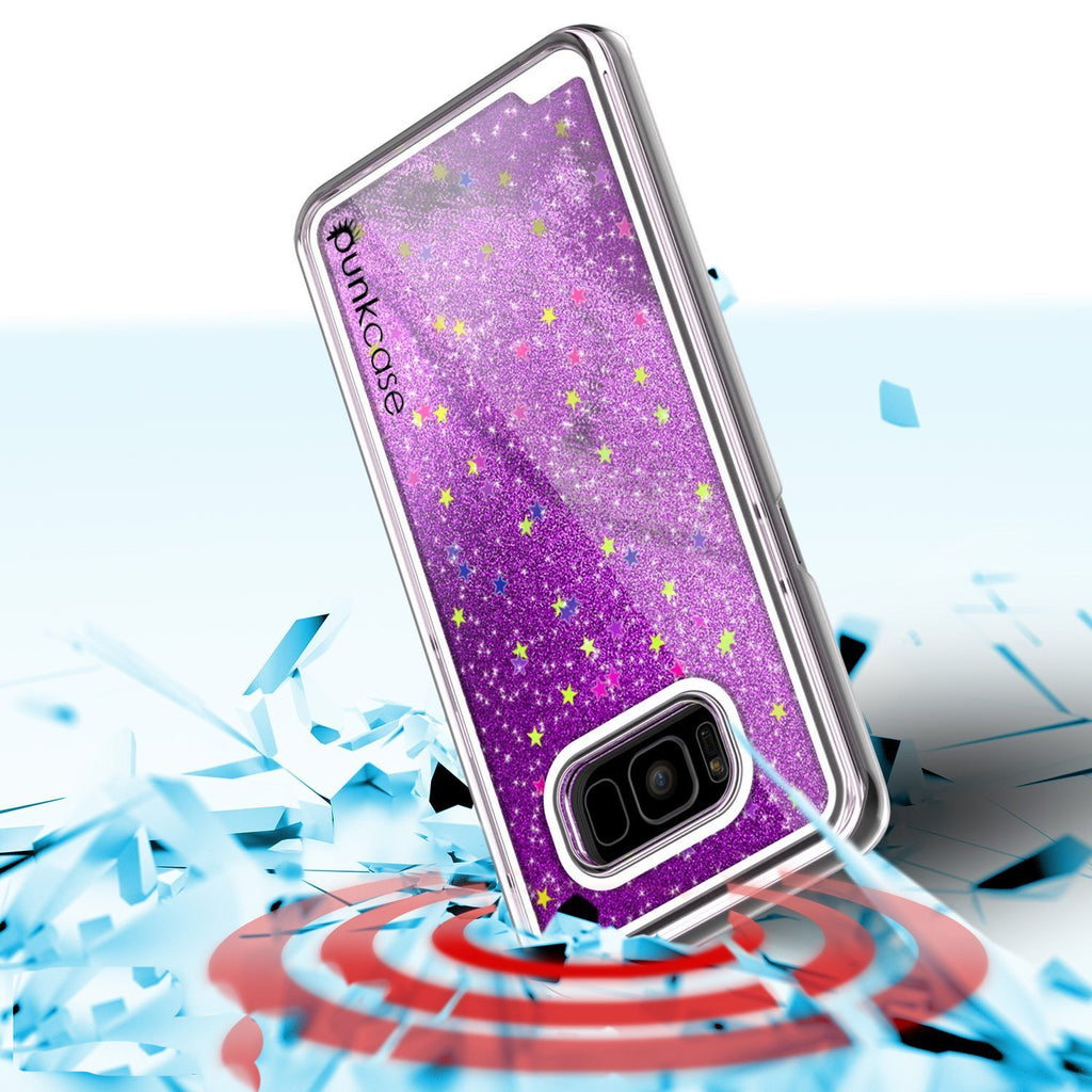 Galaxy S8 Plus Case, Punkcase [Liquid Series] Protective Dual Layer Floating Glitter Cover + PunkShield Screen Protector for Samsung S8 [Purple] (Color in image: Green)