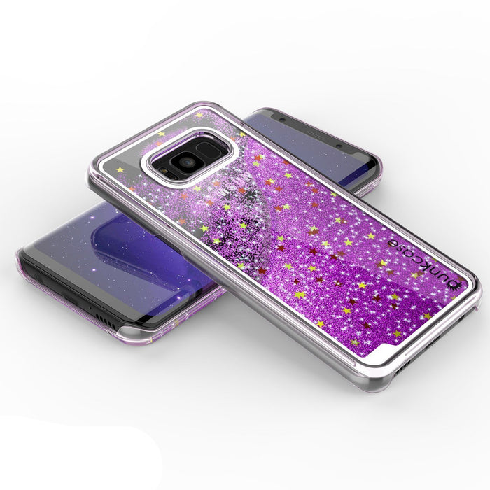 Galaxy S8 Case, Punkcase [Liquid Series] Protective Dual Layer Floating Glitter Cover + PunkShield Screen Protector for Samsung S8 [Purple] (Color in image: Gold)