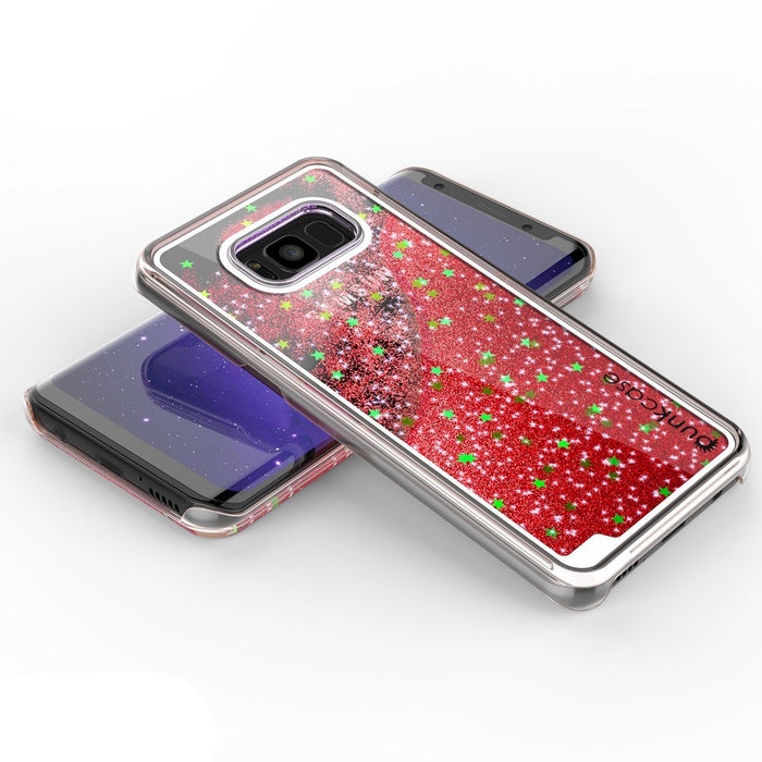 Galaxy S8 Case, Punkcase [Liquid Series] Protective Dual Layer Floating Glitter Cover + PunkShield Screen Protector for Samsung S8 [Red] (Color in image: Green)