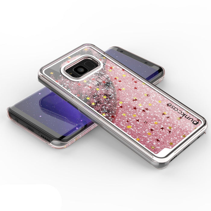 Galaxy S8 Case, Punkcase [Liquid Series] Protective Dual Layer Floating Glitter Cover + PunkShield Screen Protector [Rose Gold] (Color in image: Gold)