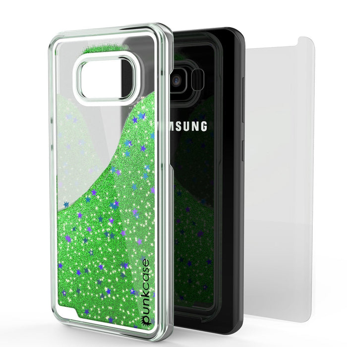 Galaxy S8 Case, Punkcase [Liquid Series] Protective Dual Layer Floating Glitter Cover + PunkShield Screen Protector for Samsung S8 [Green] (Color in image: Gold)