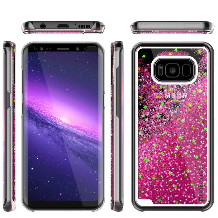 Galaxy S8 Case, Punkcase [Liquid Series] Protective Dual Layer Floating Glitter Cover + PunkShield Screen Protector for Samsung S8 [Pink] (Color in image: Teal)