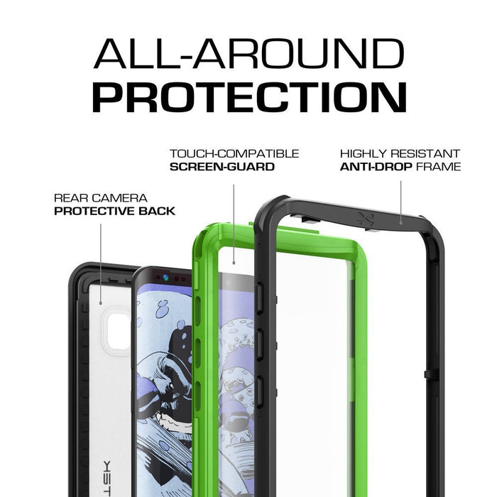 Galaxy S8 Plus Waterproof Case, Ghostek Nautical Series (Green) | Slim Underwater Full Body Protection (Color in image: White)