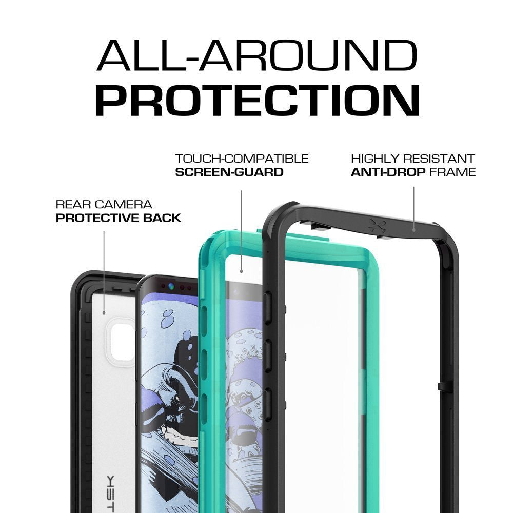 Galaxy S8 Plus Waterproof Case, Ghostek Nautical Series (Teal) | Slim Underwater Full Body Protection (Color in image: Pink)