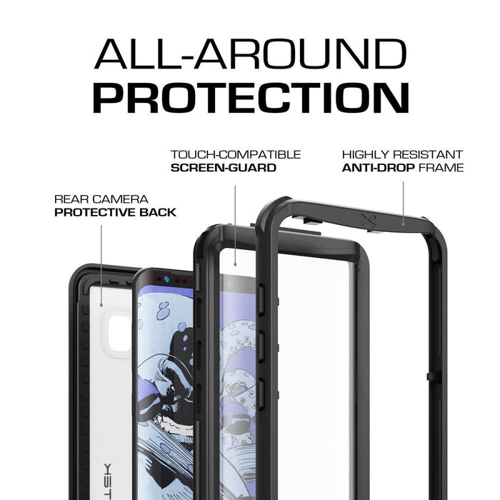Galaxy S8 Waterproof Case, Ghostek Nautical Series (Black) | Slim Underwater Full Body Protection (Color in image: Red)