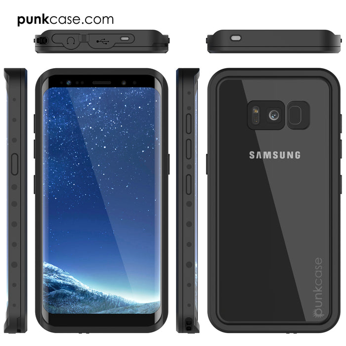 Galaxy S8 Waterproof Case PunkCase StudStar Clear Thin 6.6ft Underwater IP68 Shock/Snow Proof (Color in image: black)