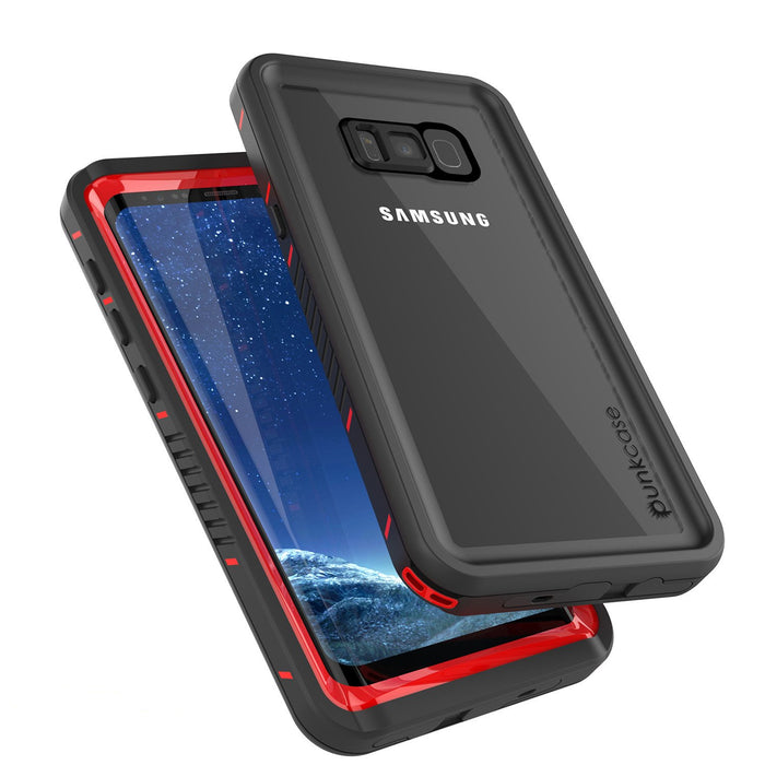 Galaxy S8 PLUS Waterproof Case, Punkcase [Extreme Series] [Slim Fit] [IP68 Certified] [Shockproof] [Snowproof] [Dirproof] Armor Cover W/ Built In Screen Protector for Samsung Galaxy S8+ [Red] (Color in image: Black)